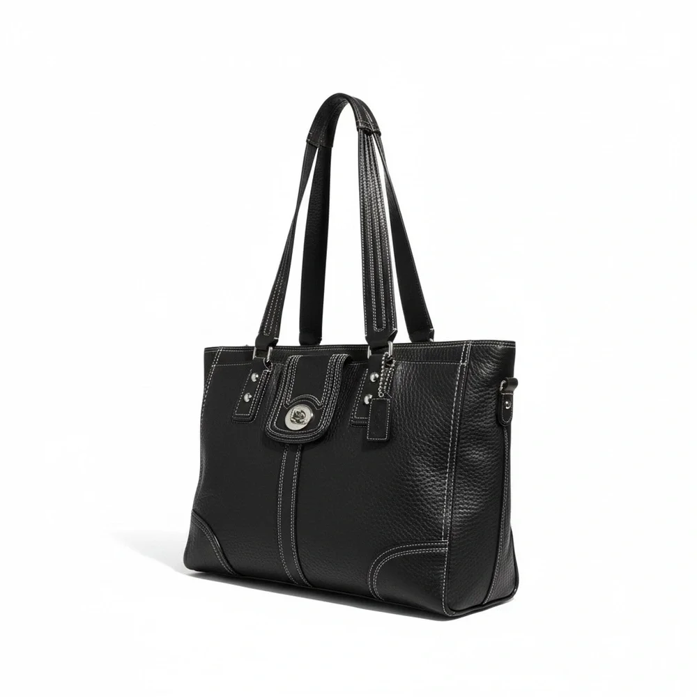 ✨ Coach Legacy Pebbled Leather Tote – Black | EUC | Luxury Classic ✨ - Picture 4 of 16